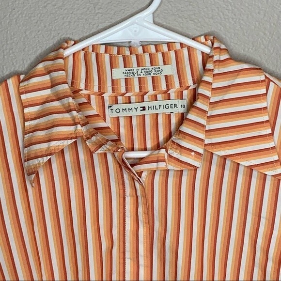 Tommy Hilfiger vertical striped button down collared top women’s size medium 10 - Picture 5 of 5